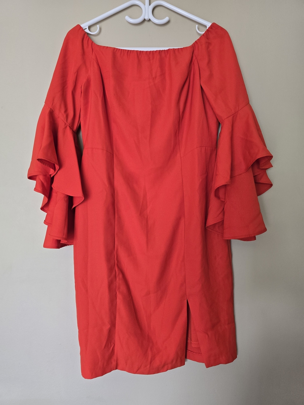 VENUS Red Off-The-Shoulder Tiered Bell Sleeve Dress US 8